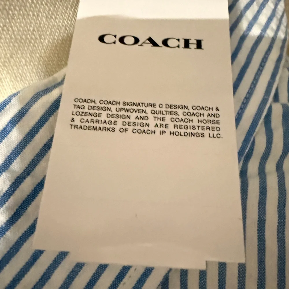 Women’s Coach Blue / White seersucker Button Down Shirt 31 long 26 armpits - Picture 10 of 15